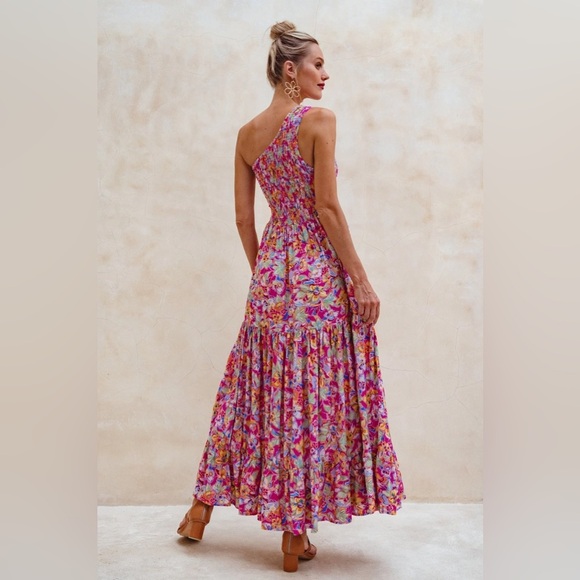 ELF| ‘Cassandra’ One Shoulder Vibrant Floral Maxi Dress - Picture 6 of 7